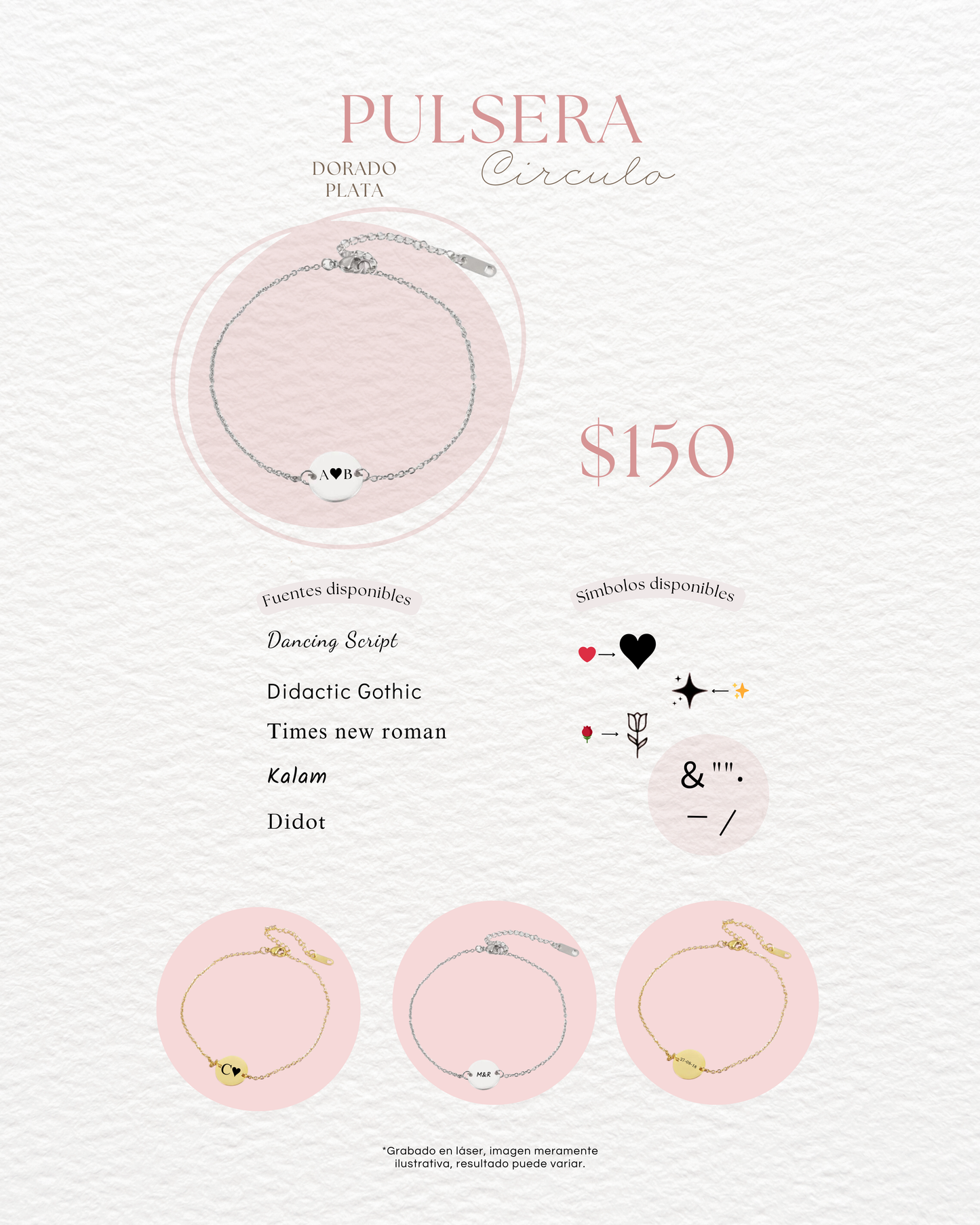 Pulsera circulo chica personalizado