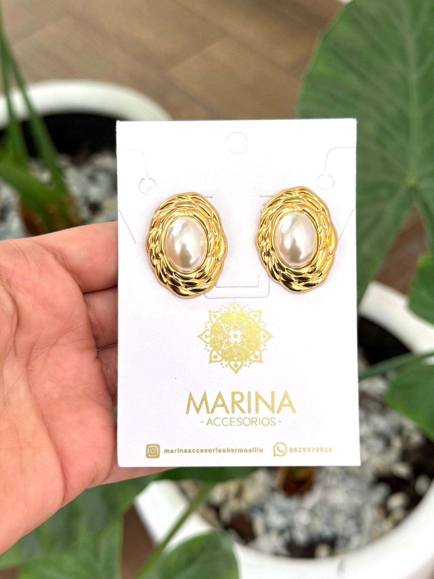 Arete casual perla