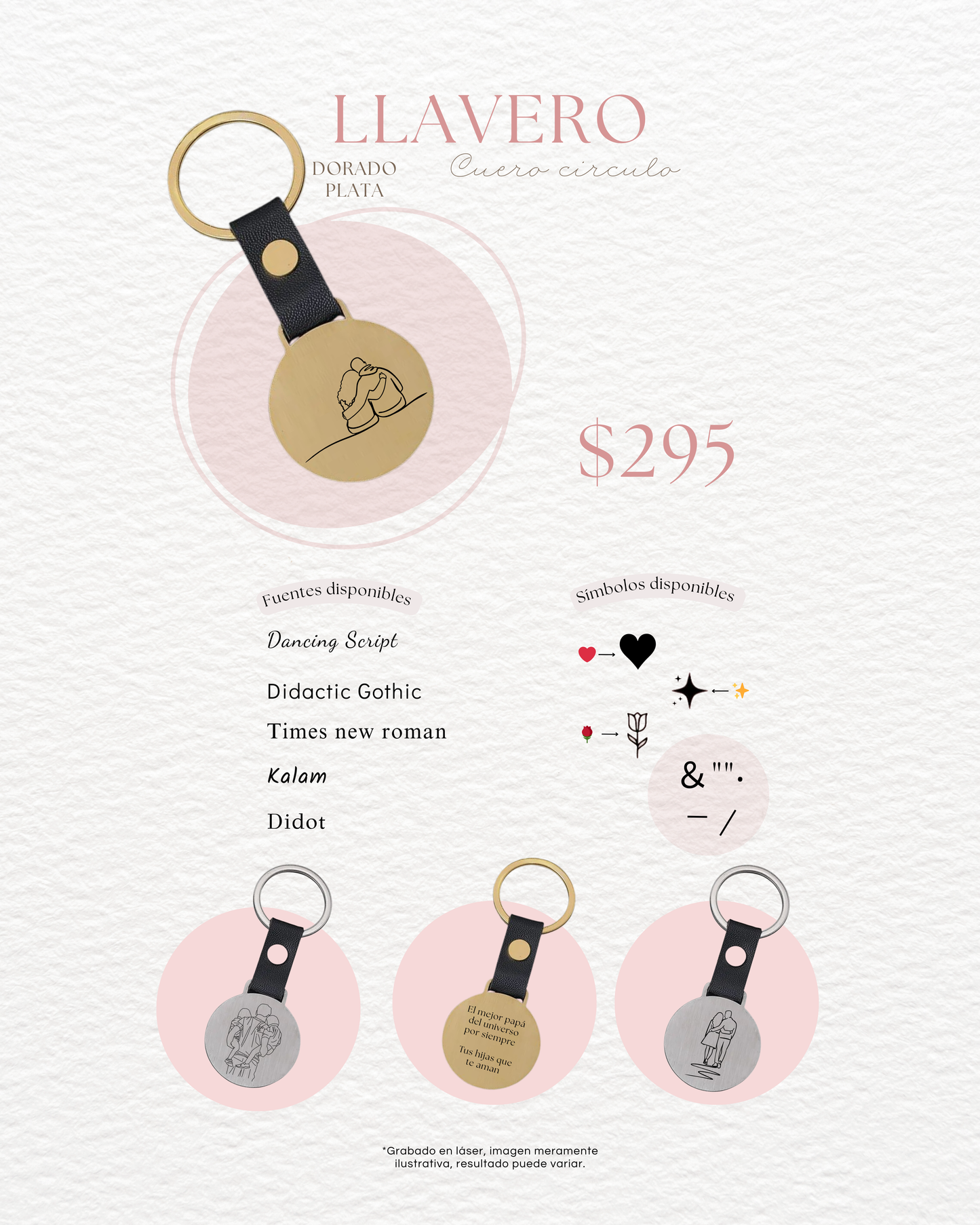 Llavero vinipiel circulo con placa personalizado