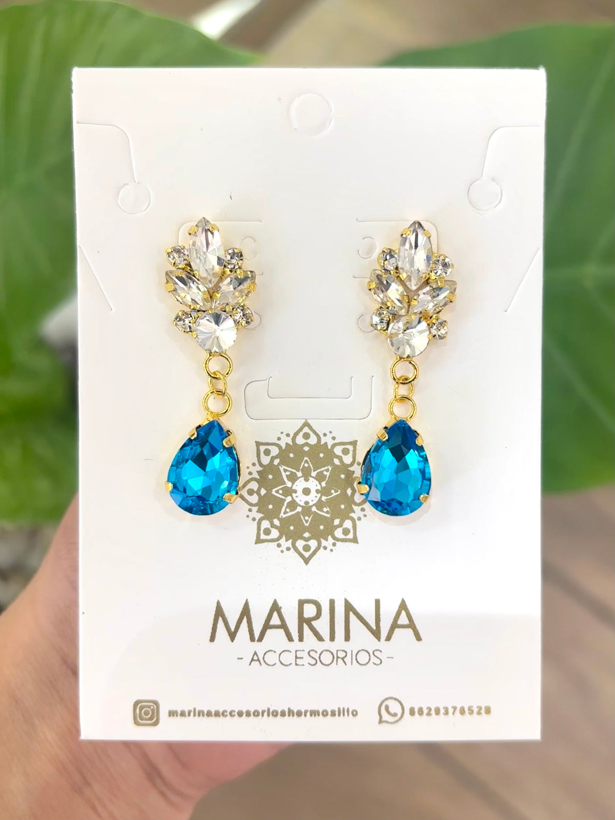 Arete pedrería azul