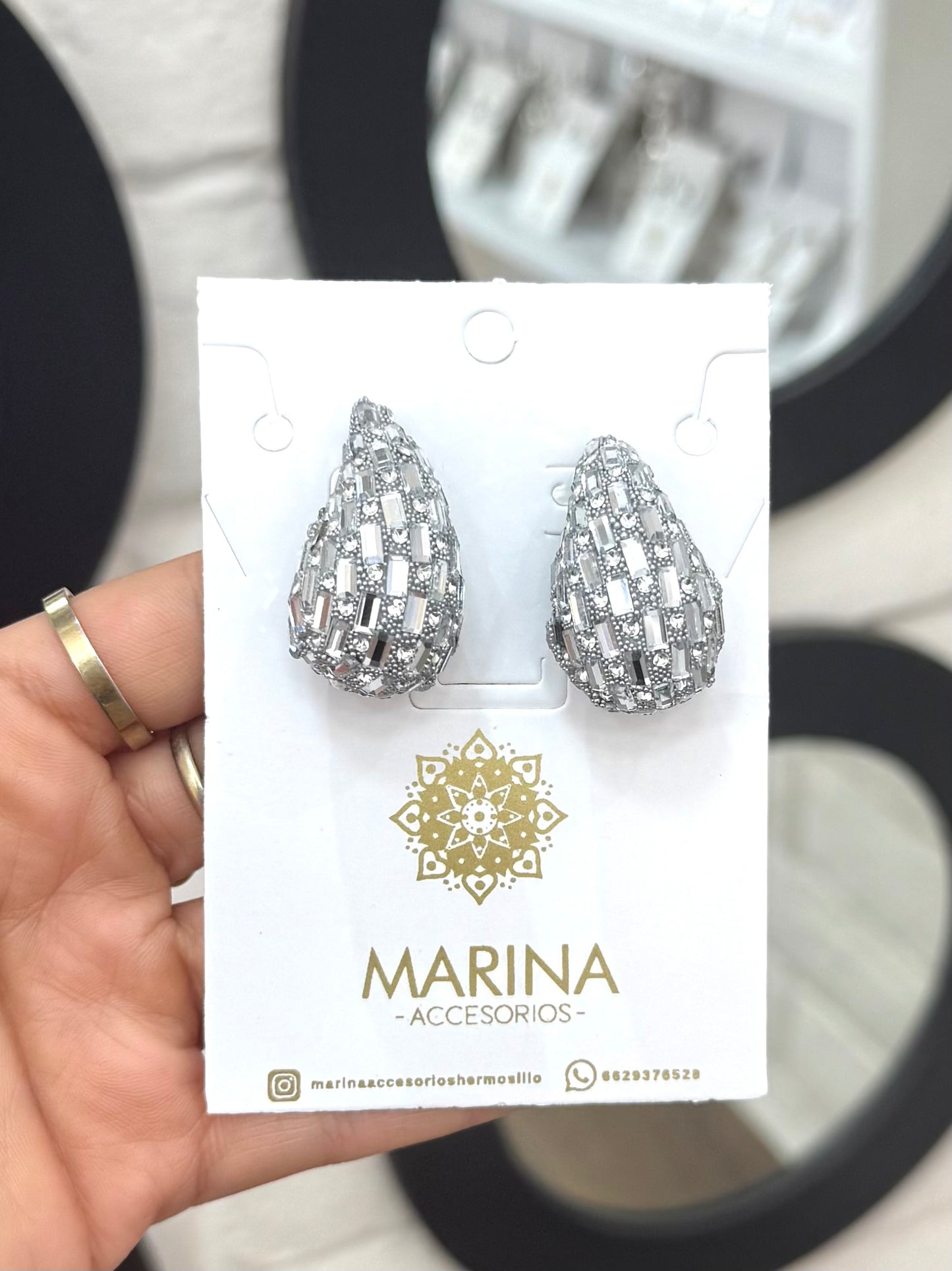 Aretes de pedrería platas