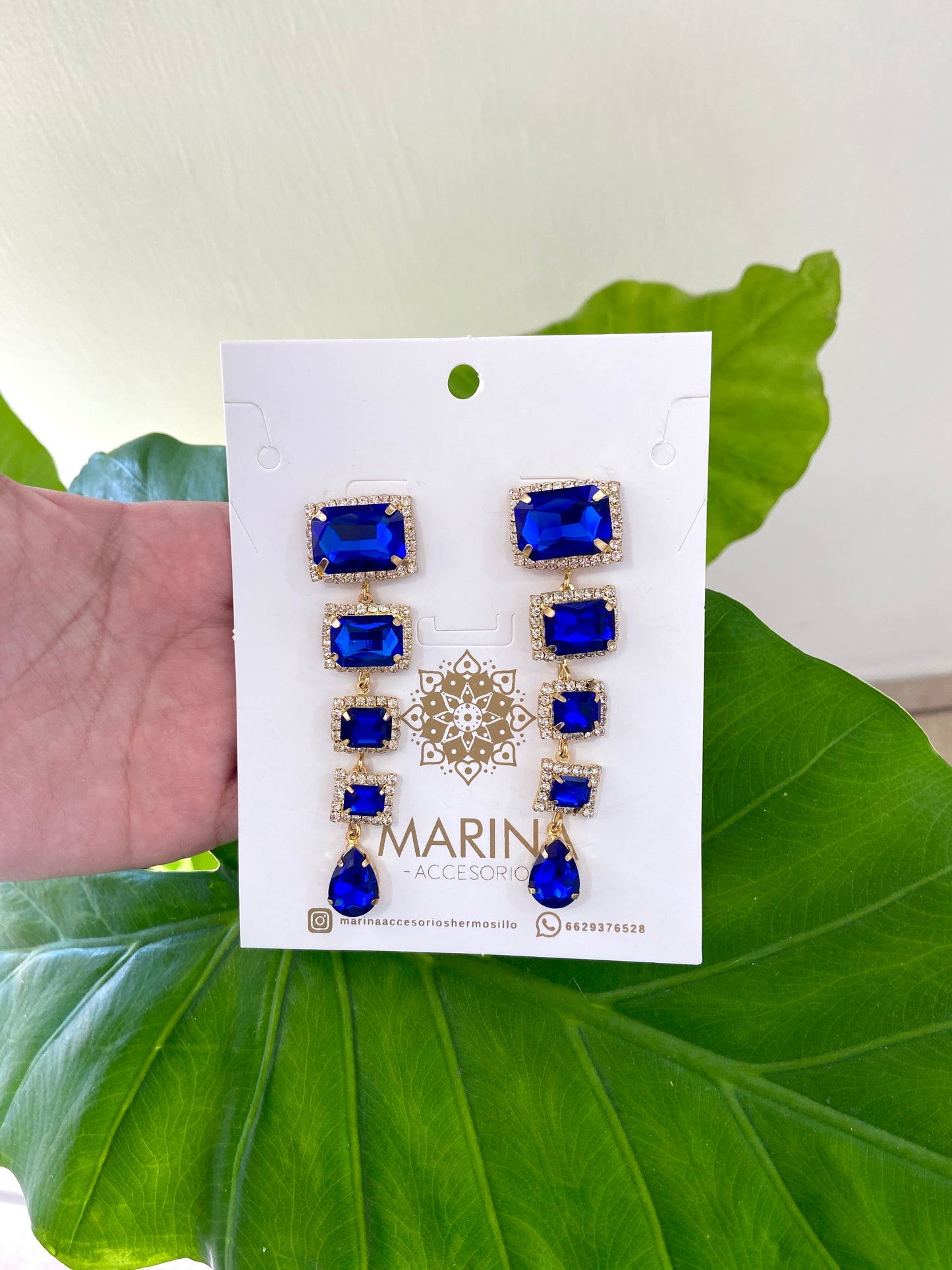 Aretes de pedrería azul