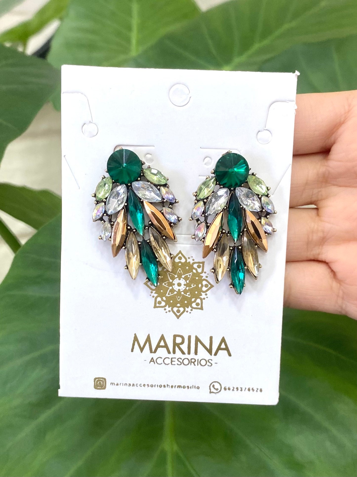 Aretes de pedrería verde