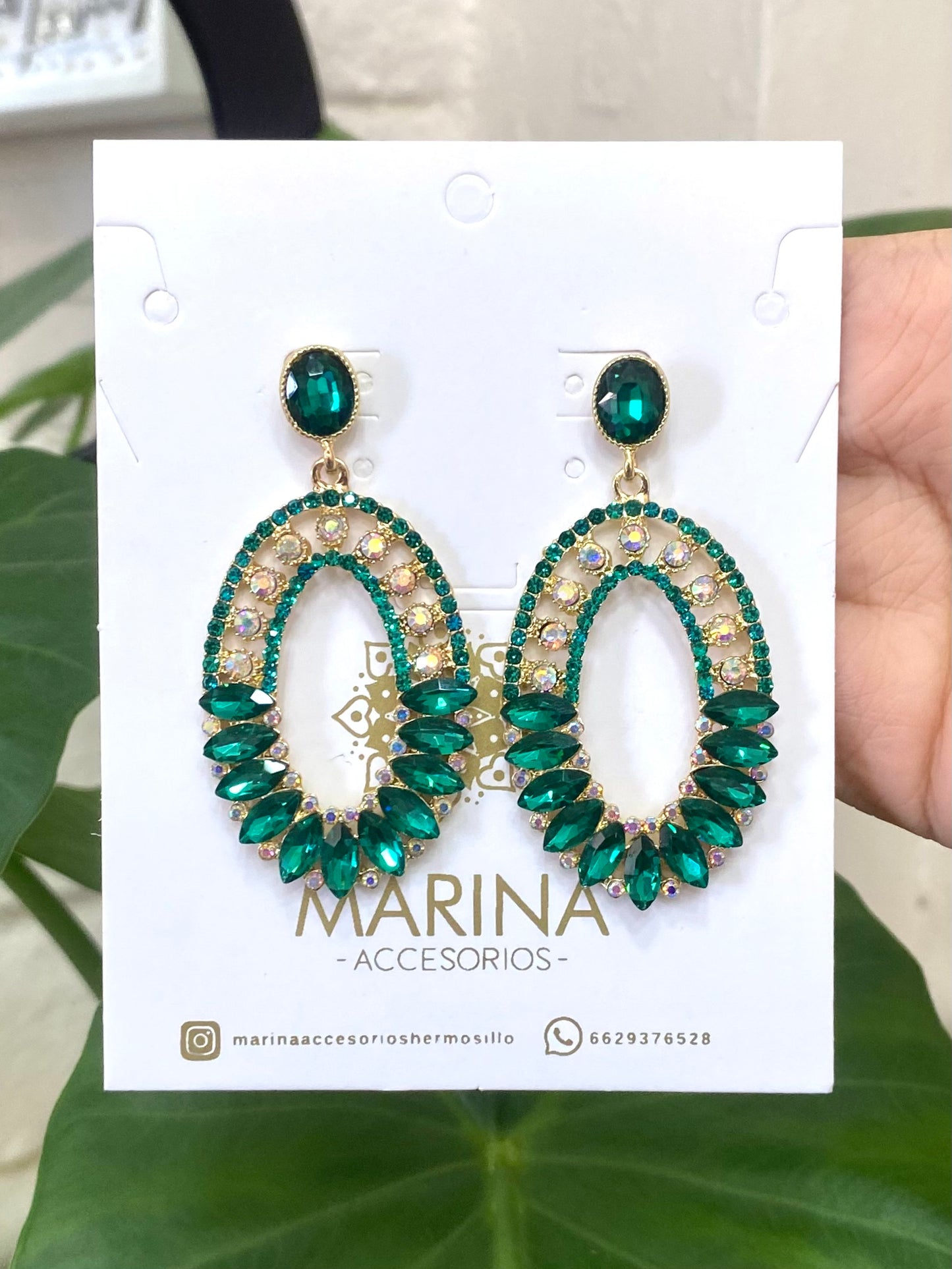 Aretes de pedrería verde