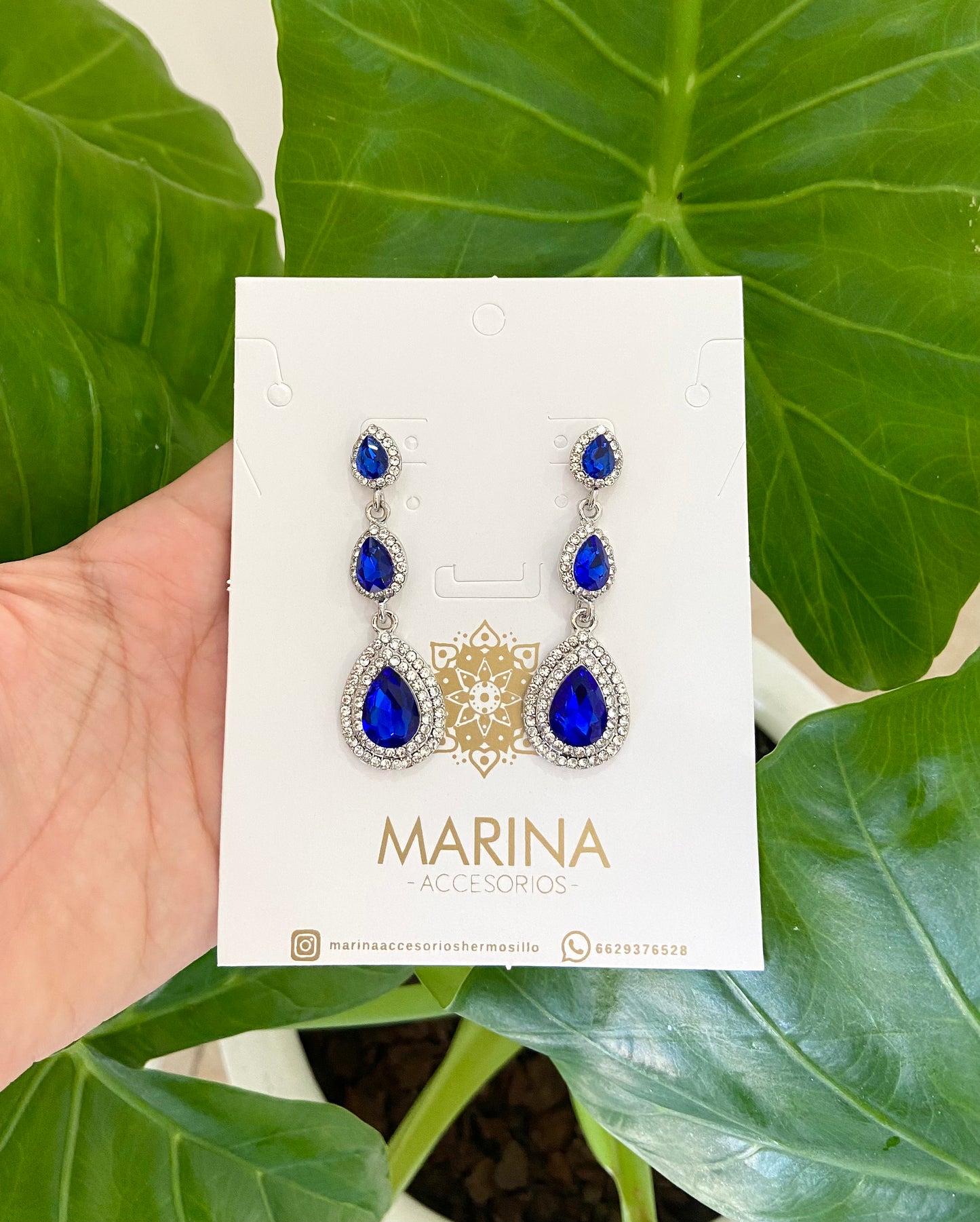 Aretes de pedrería azules