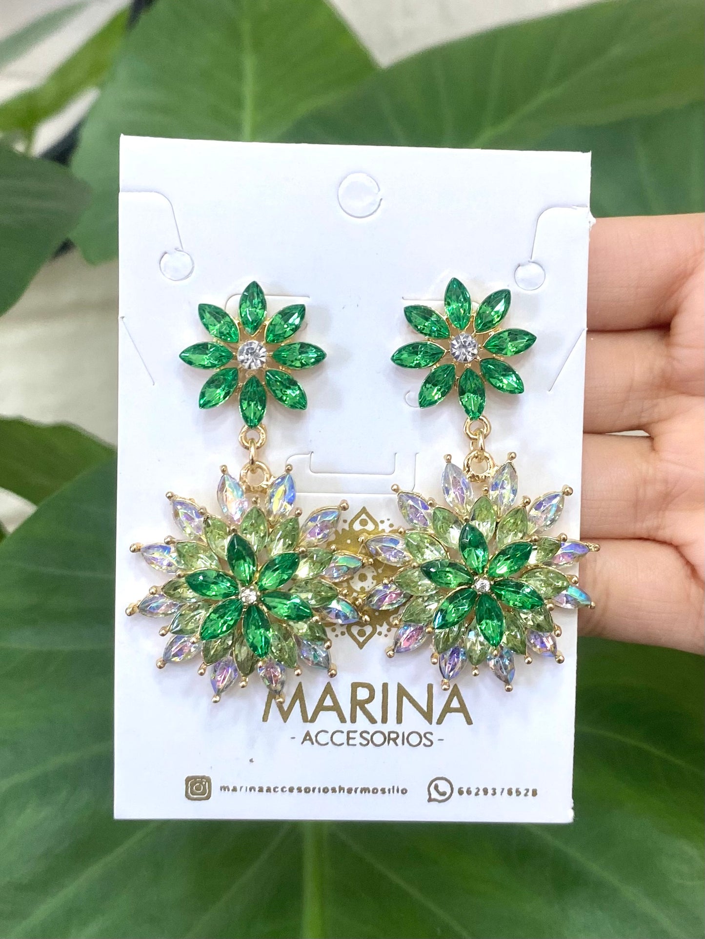 Aretes de pedrería verde