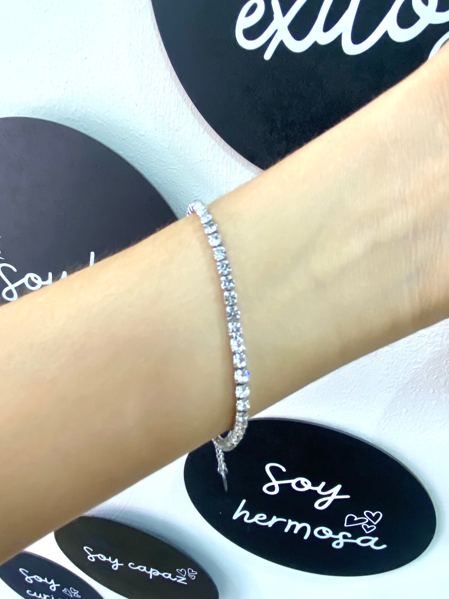 Pulsera brillos plata