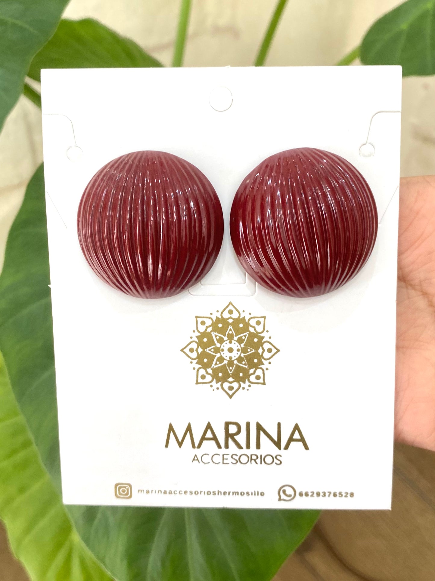 Aretes de pedrería rojo