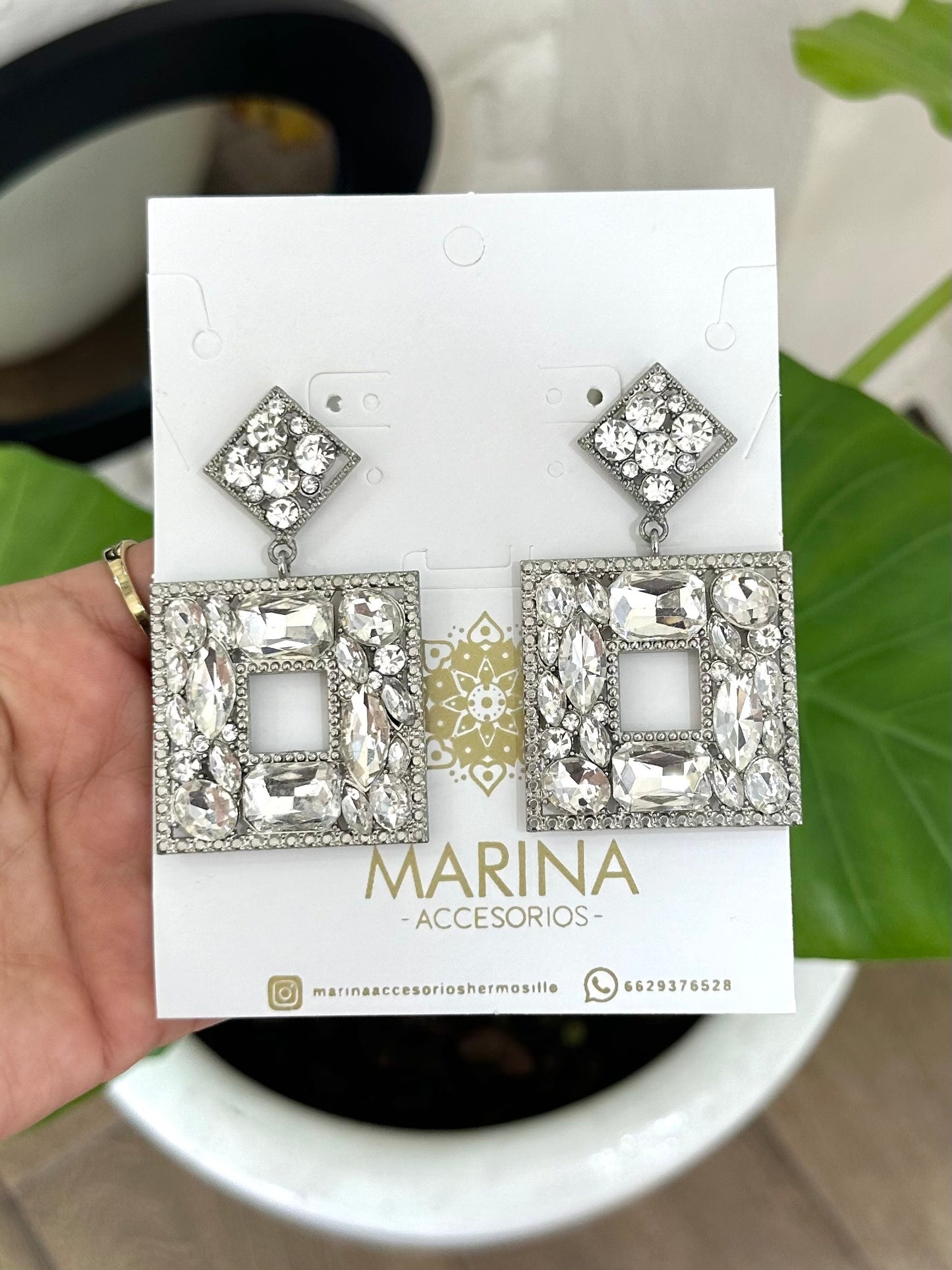 Aretes de pedrería platas