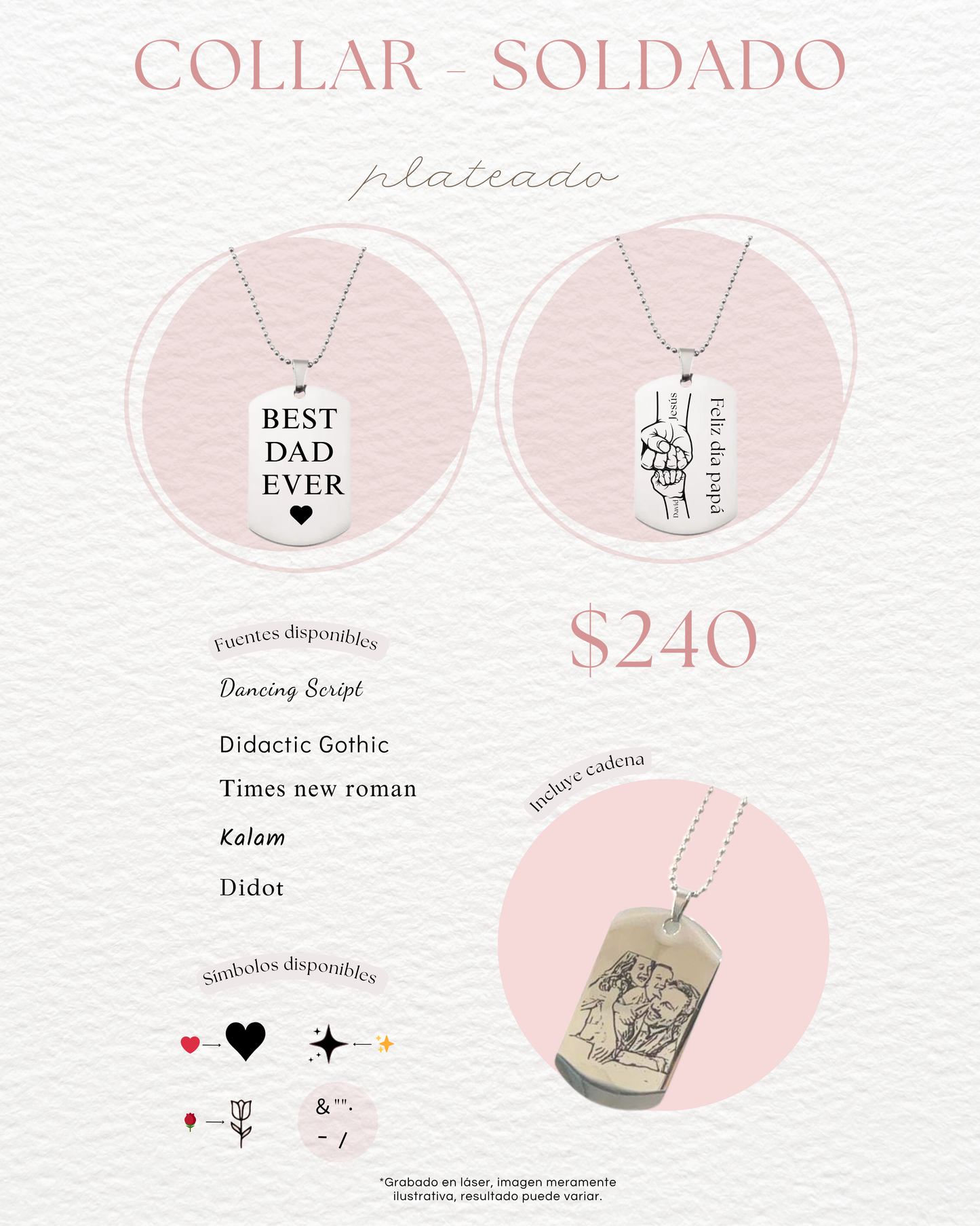 Cadena soldado plata personalizado