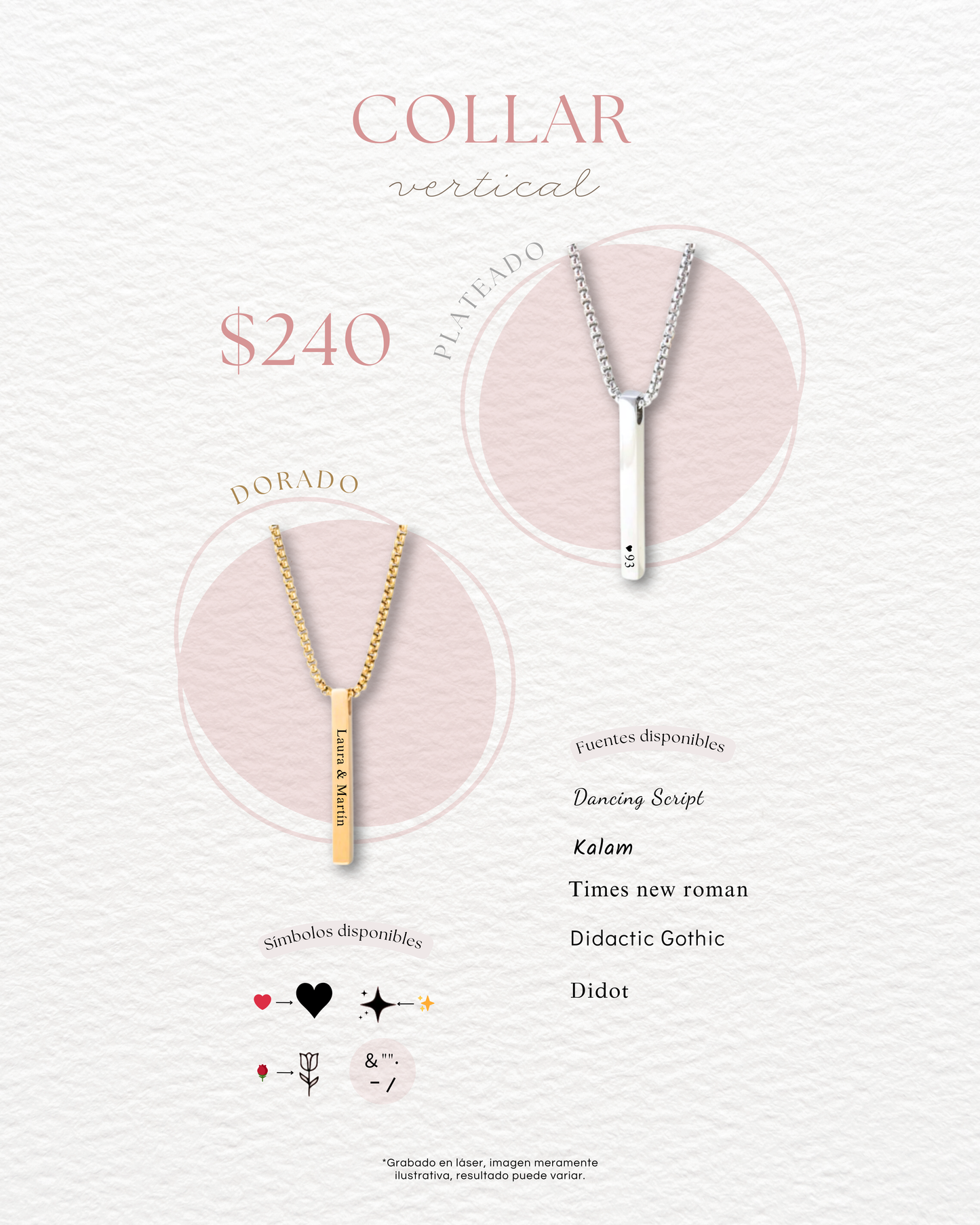 Collar vertical personalizado