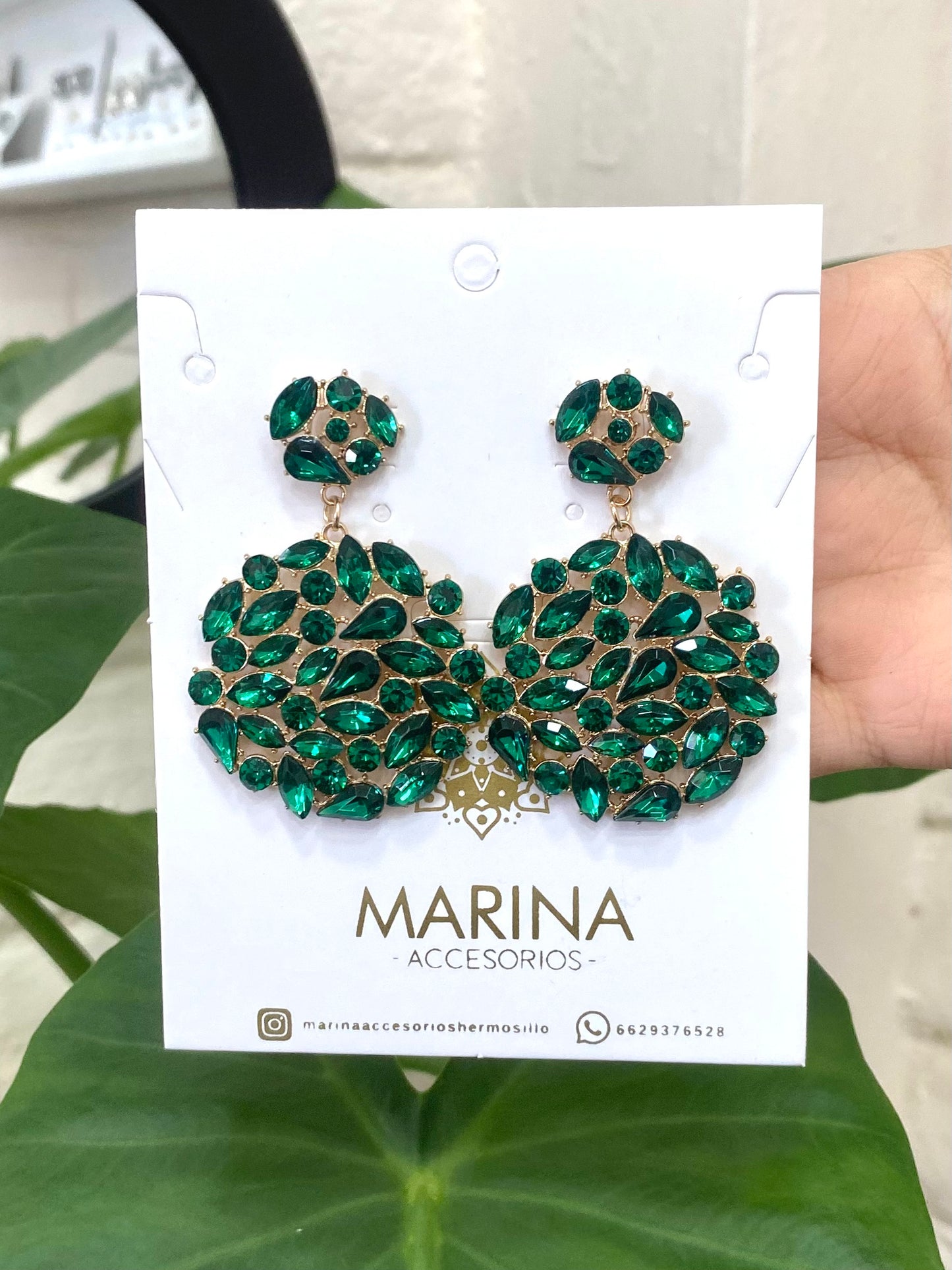 Aretes de pedrería verde