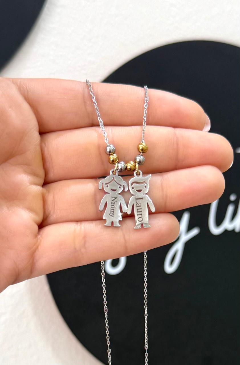 Collar con dijes de niños/niñas personalizado