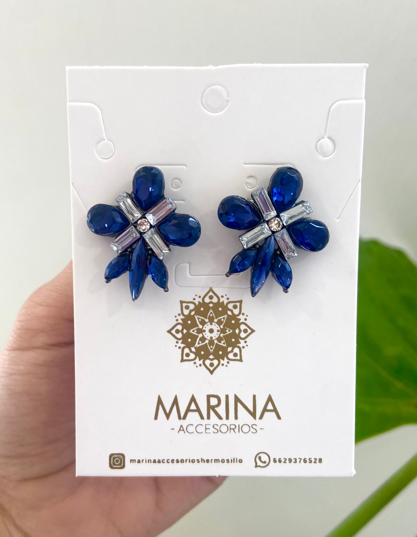 Arete de pedrería azul