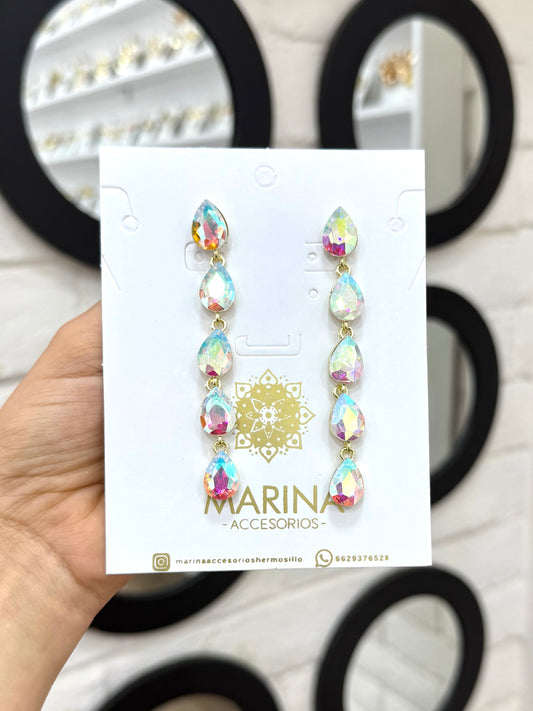 Aretes de pedrería tornasol