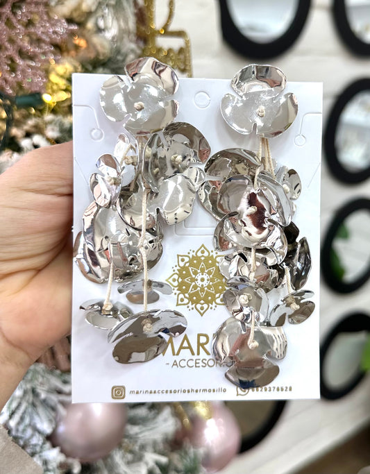 Arete casual flor plata