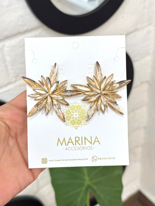 Aretes de pedrería dorada