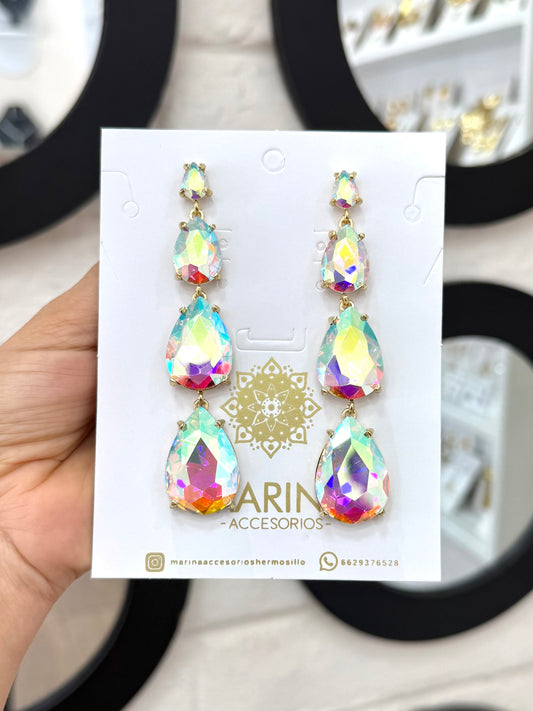 Aretes de pedrería tornasol