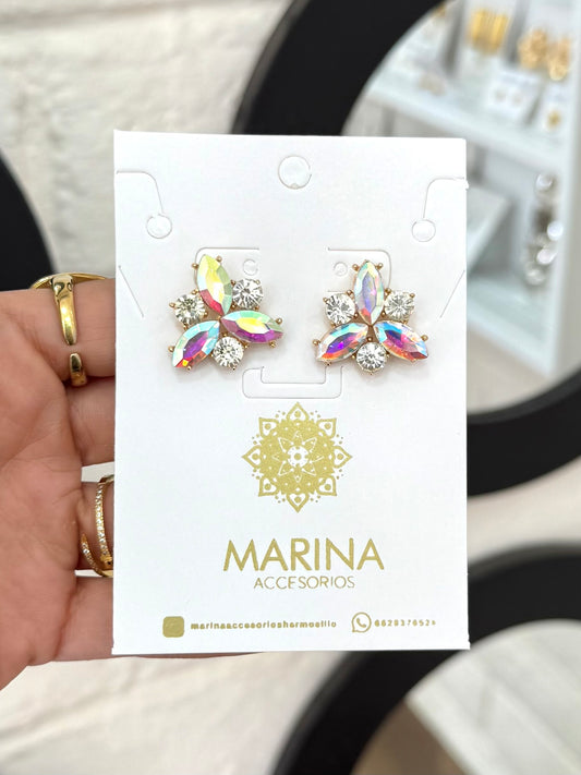 Aretes de pedrería tornasol