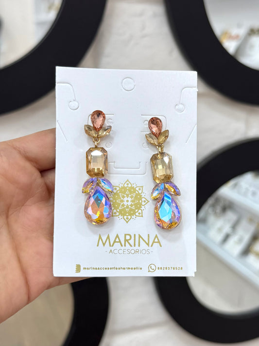 Arete de pedrería rosa