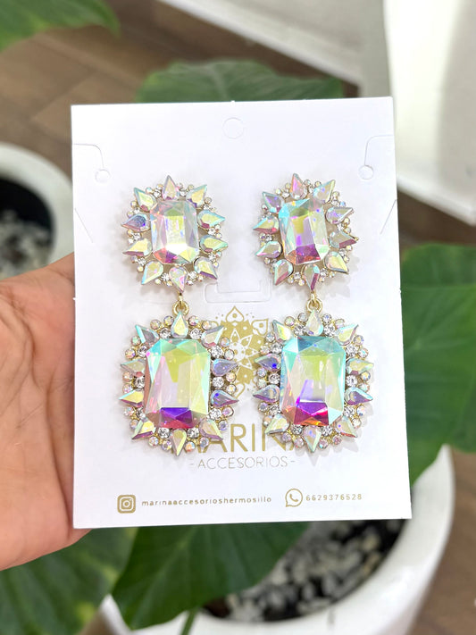 Aretes de pedrería tornasol