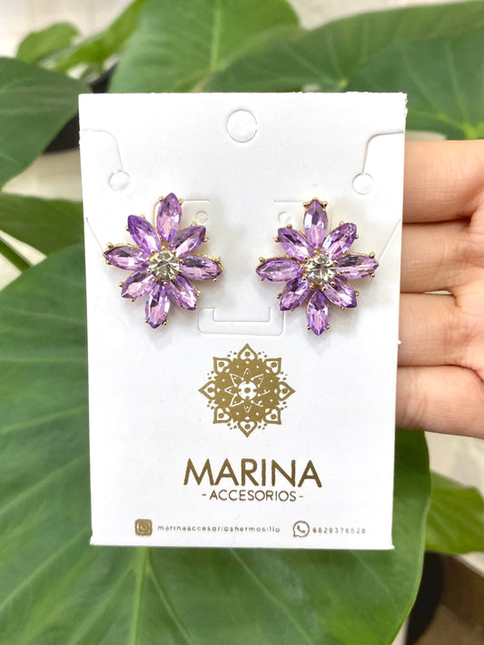 Aretes de pedrería morado