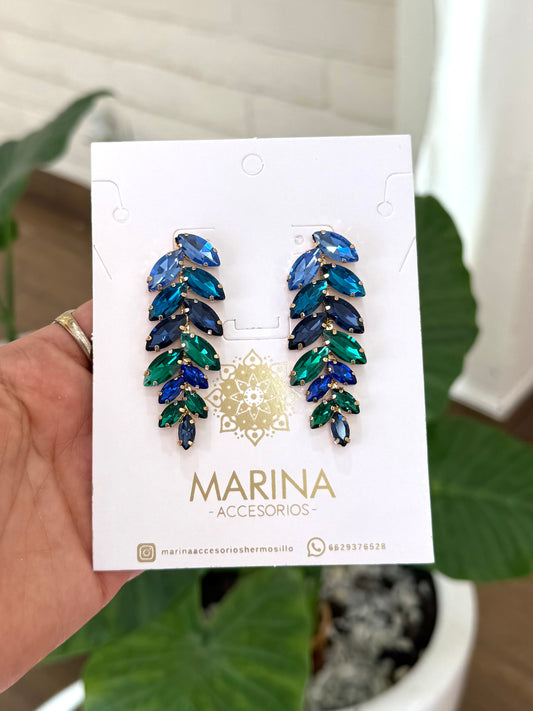 Aretes de pedrería multicolor