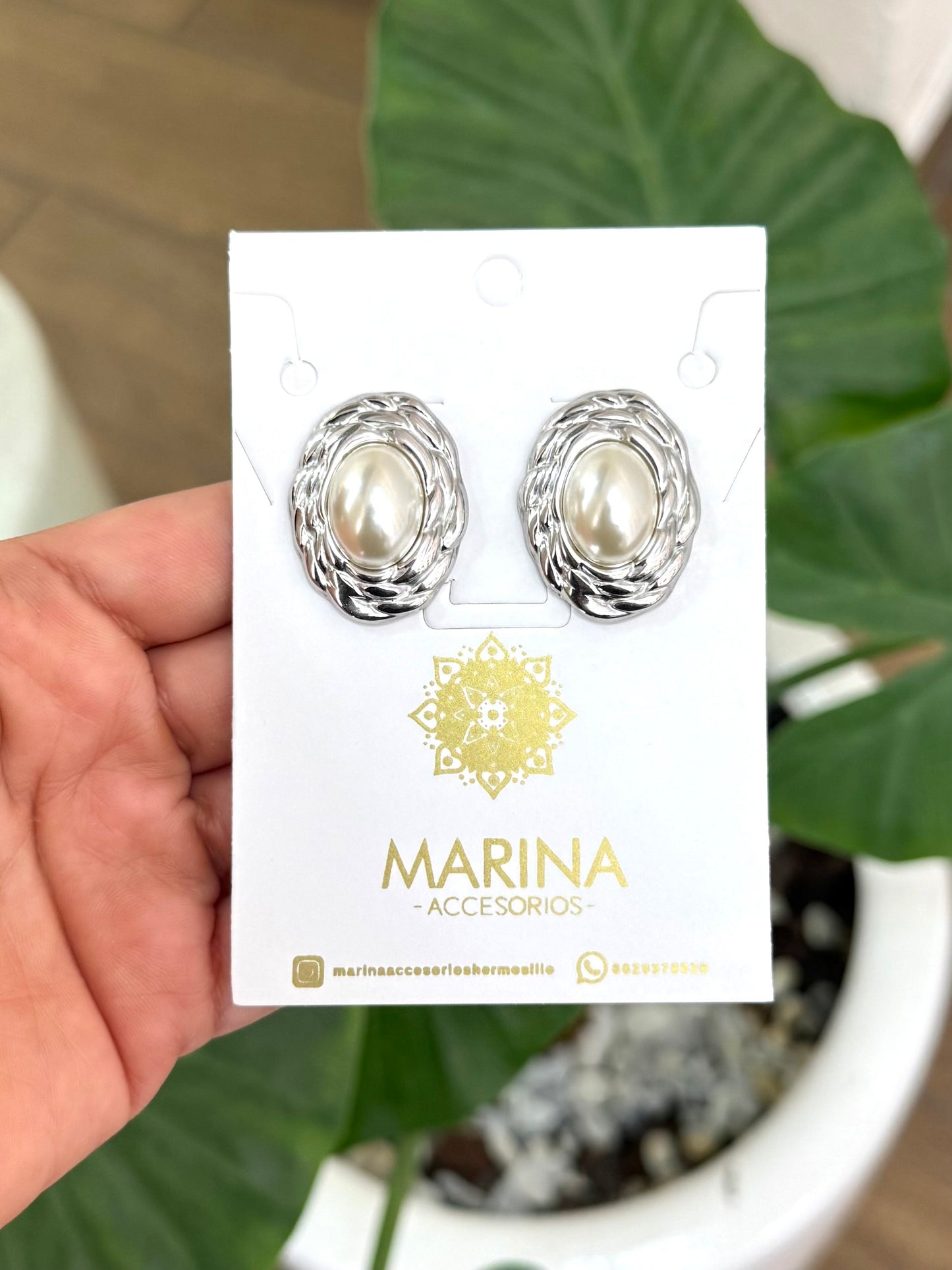 Arete casual perla