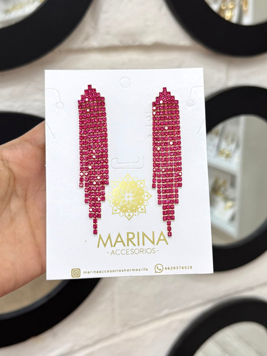 Arete de pedrería rosa