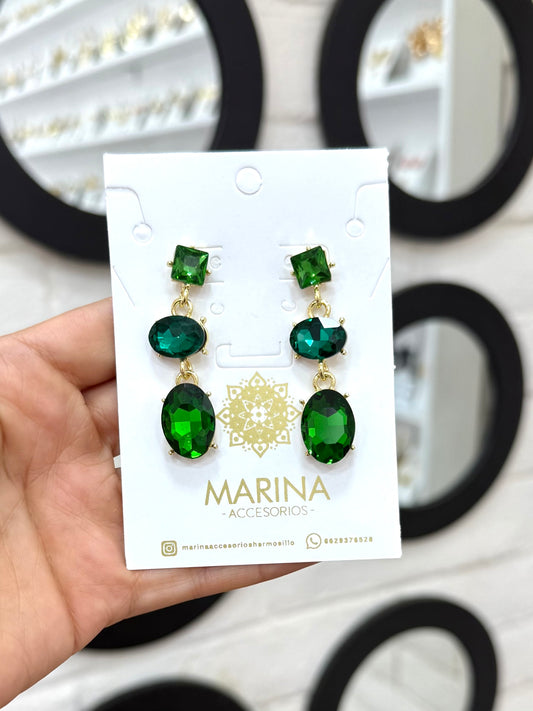 Aretes de pedrería verdes