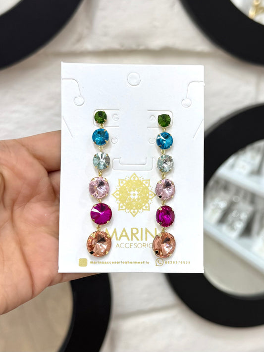 Aretes de pedrería multicolor