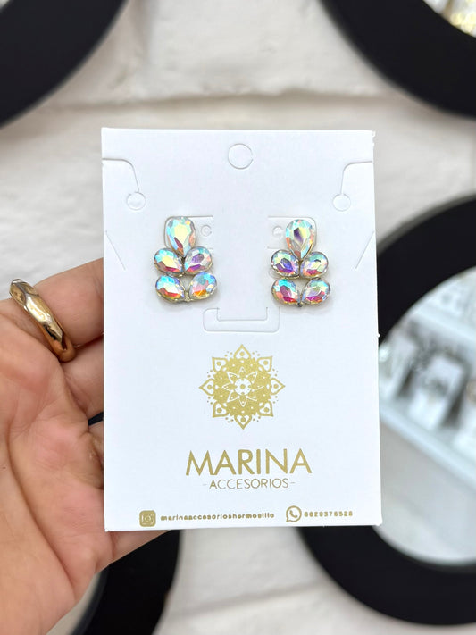 Aretes de pedrería tornasol