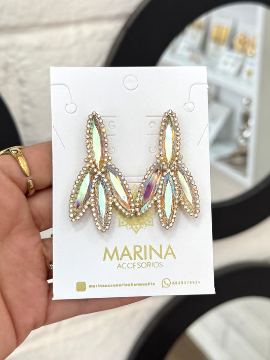 Aretes de pedrería tornasol