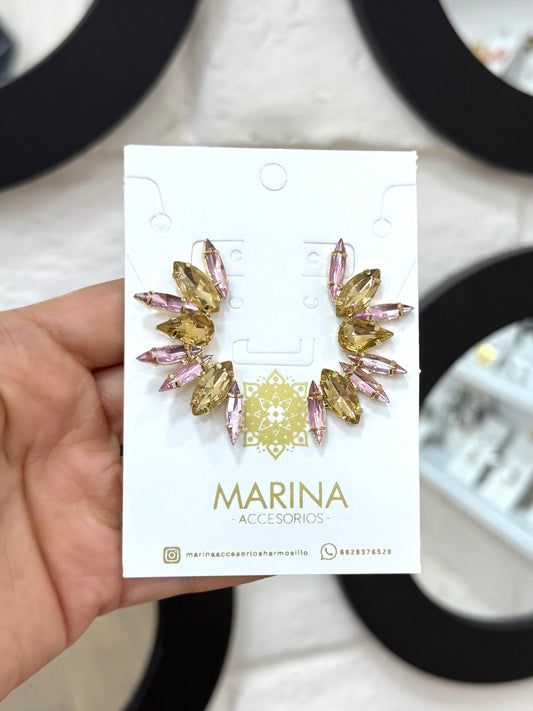 Arete de pedrería rosa