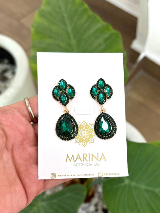 Aretes de pedrería verdes