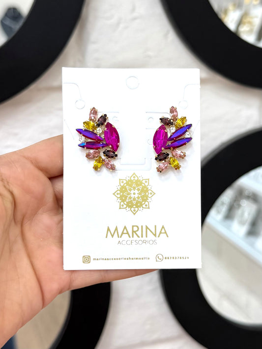 Aretes de pedrería multicolor