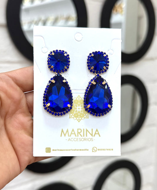 Arete de pedrería azul