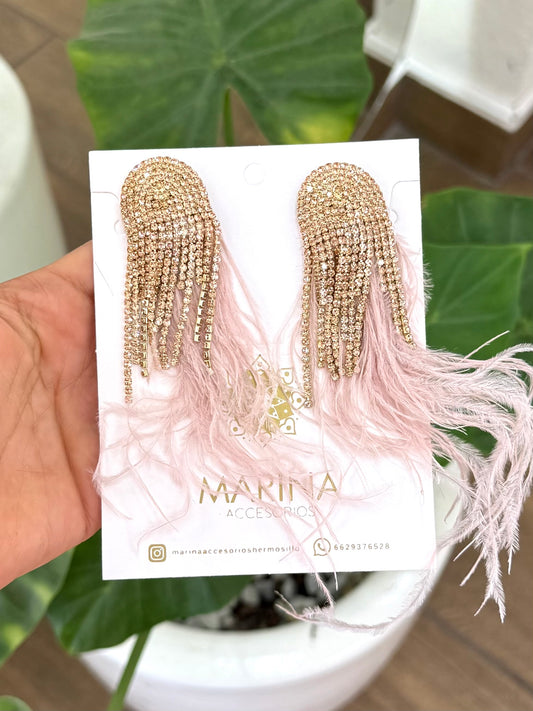 Arete de pedrería rosa