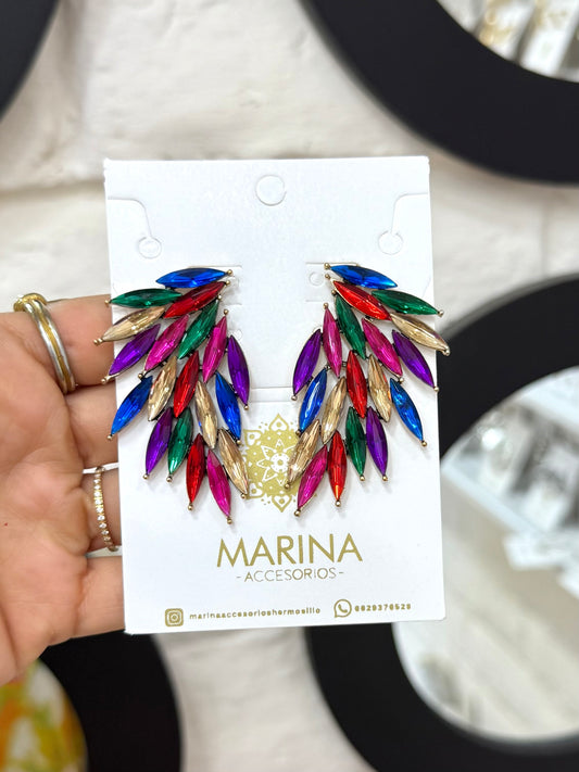Aretes de pedrería multicolor