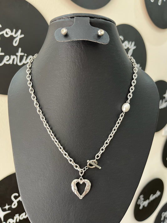 Collar plata corazón
