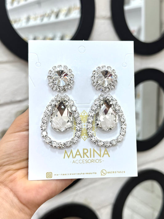 Aretes de pedrería platas