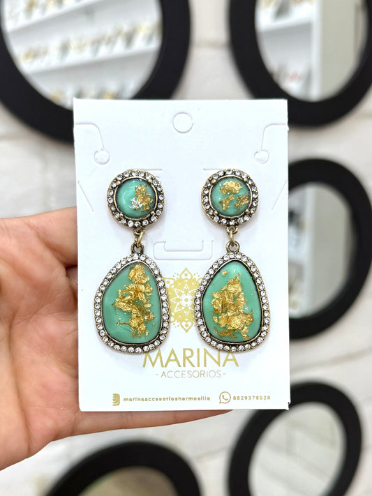 Aretes de pedrería verdes