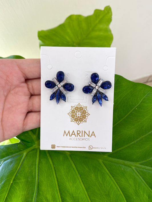Aretes de pedrería azul