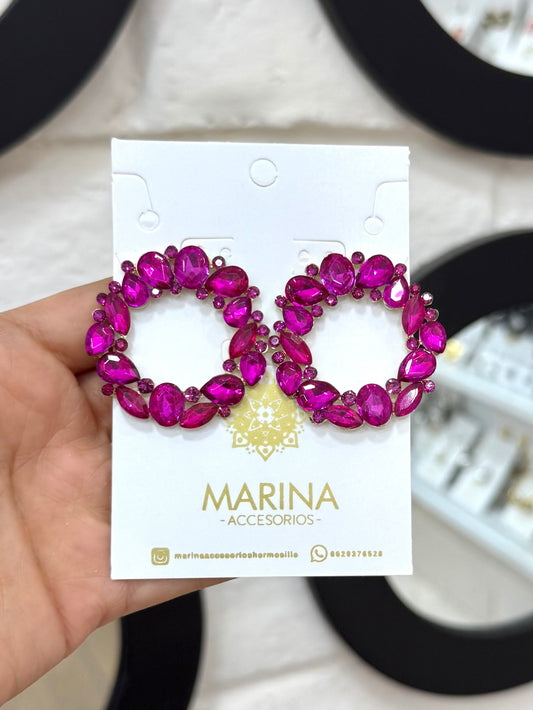 Arete de pedrería rosa