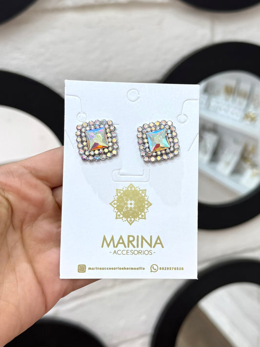 Aretes de pedrería tornasol