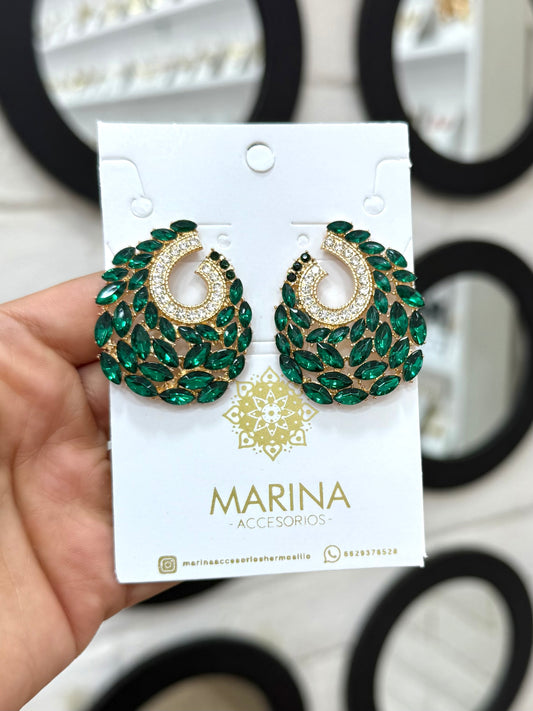Aretes de pedrería verdes