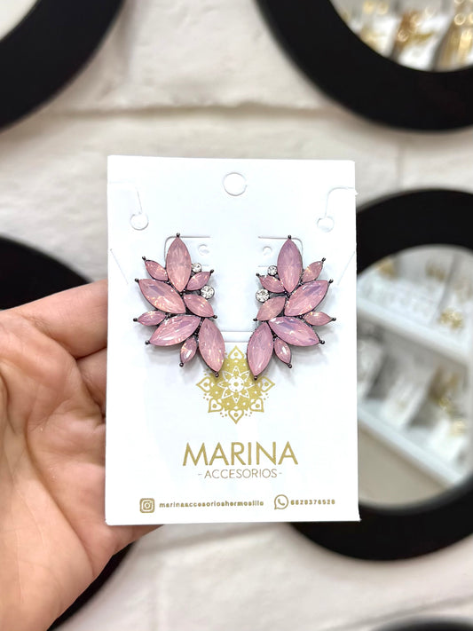 Arete de pedrería rosa