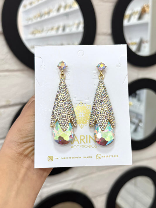 Aretes de pedrería tornasol