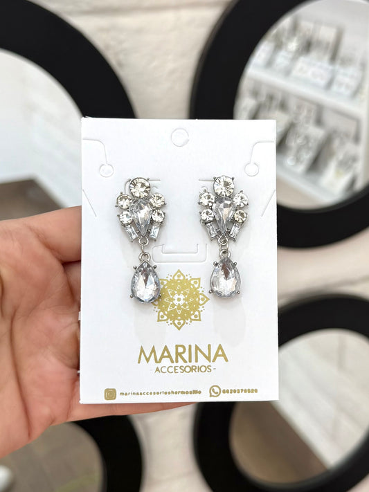 Aretes de pedrería platas