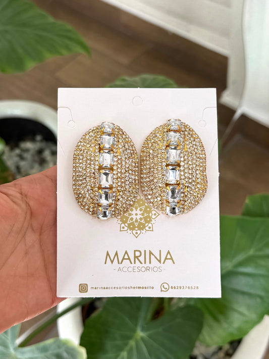 Aretes de pedrería dorados